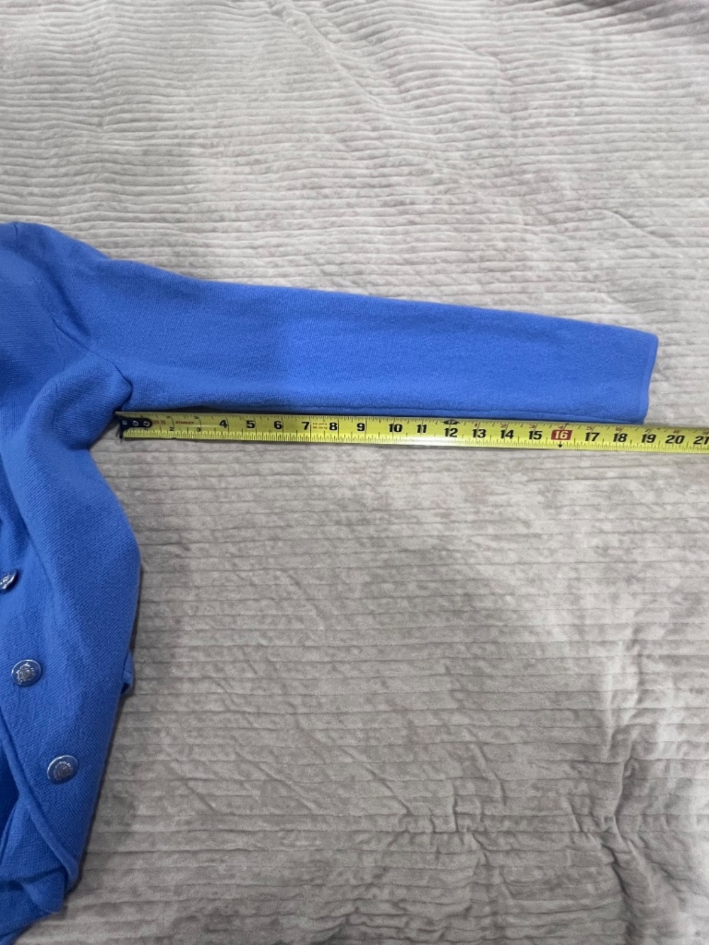 Pure Merino Wool Talbots Sweater Blazer Jacket Blue Size Large Button Front - Picture 12 of 16